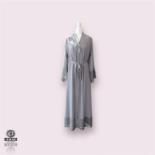 Light Grey Turkish Abaya Dress Long Sleeve for Women | High Quality Modest Islamic Wear Made in Turkey